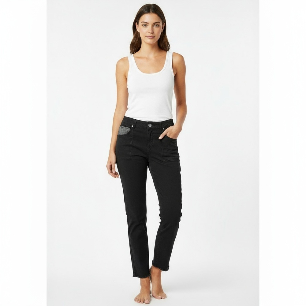 PILCRO & The Letterpress Anthropologie Black Cargo Ankle Cropped Pants Size 28